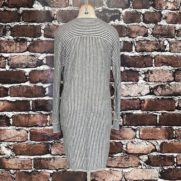 C.T. Plage Linen Shirt Dress Tunic Knit Stripes Gray Size 36 US 4 - Picture 7 of 12